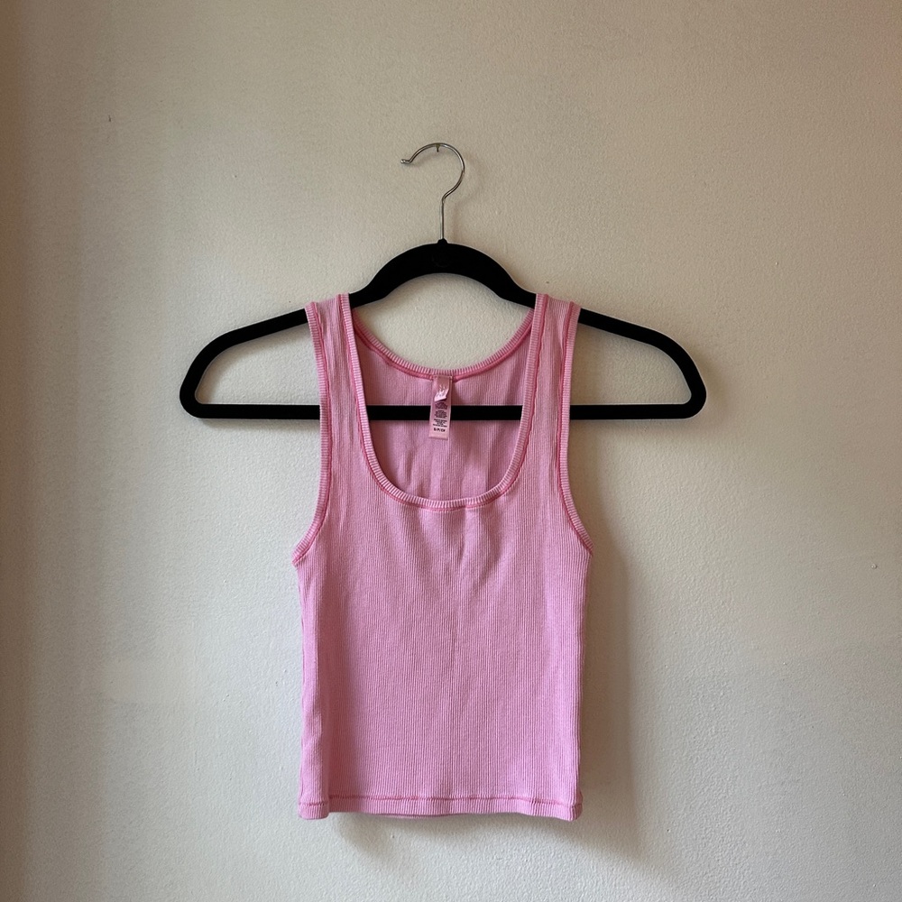 SKIMS Small Pink Cotton Rib Tank Top